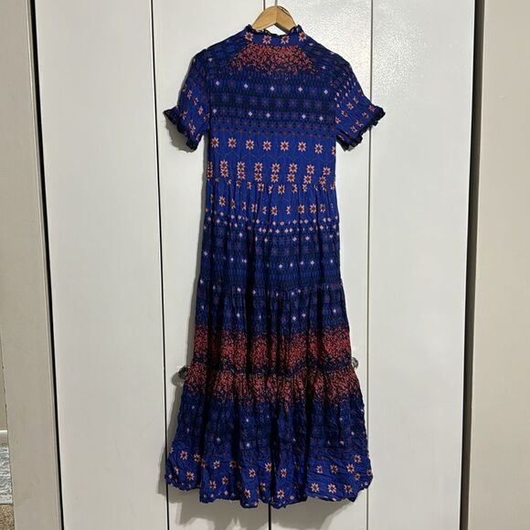 Free People Rare Feelings Maxi Dress By - Capri Blue Combo Size XS - Picture 6 of 6